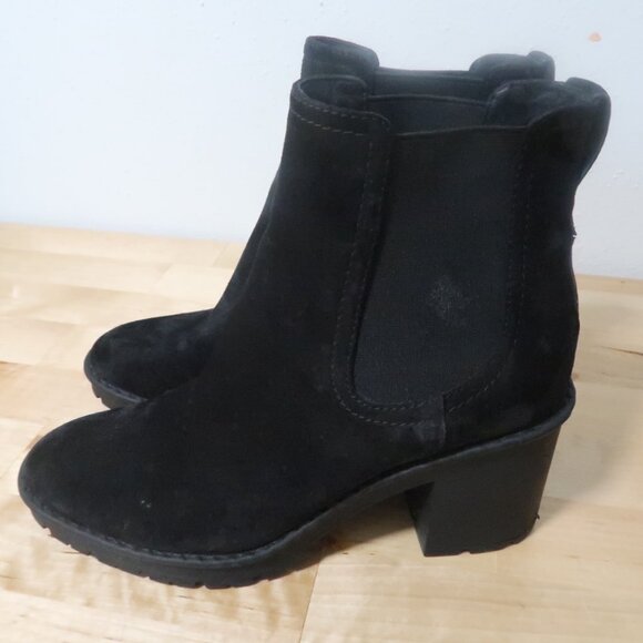 Vince Black Suede Block Heel Ankle Chealse Boots Women’s Size 7 - Picture 4 of 15